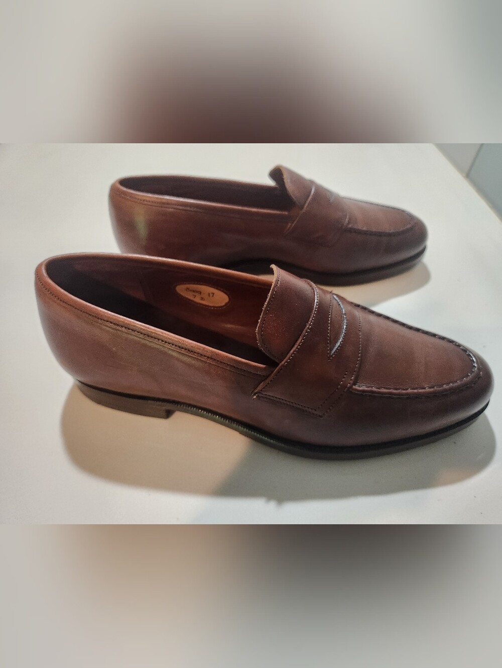 Edward Green X Paul Stuart Leather Mens  Brown Loafers Size 7 D  Handmade NWOB